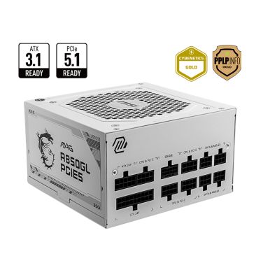 MSI MAG A850GL WHITE 8500W PCIE5.1 GOLD POWER SUPPLY