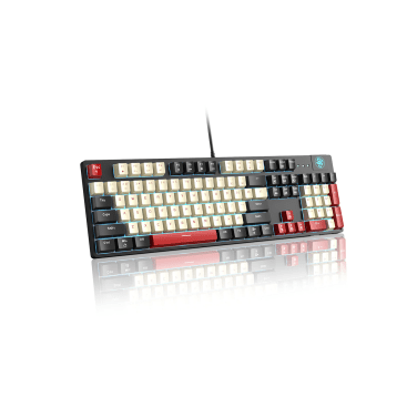 MAGEGEE MK-ARMOR WIRED MECHANICAL KB / BLACK WHITE / RED SWITCH / BLUE LIGHT