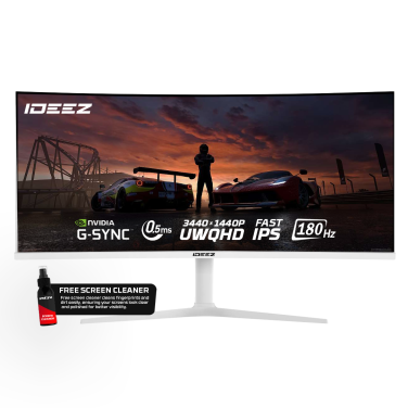 IDEEZ IDQ34180W 34′” UWQHD, FAST IPS, 180HZ, 0.5MS, TYPE-C, WHITE GAMING MONITOR