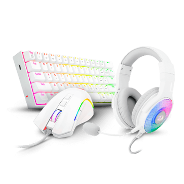 REDRAGON S129W KEYBOARD MOUSE AND HEADSET COMBO SET (3-IN-1, WHITE) (RED SWITCHES)