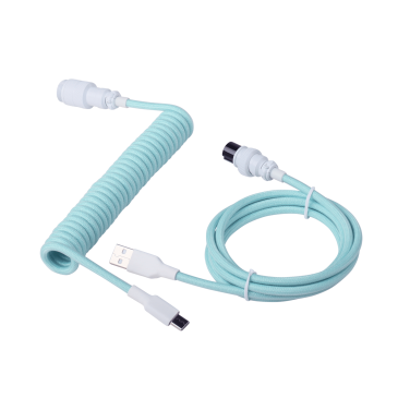 KEYBOARD COILED CABLE [ LIGHT GREEN - WHITE ]