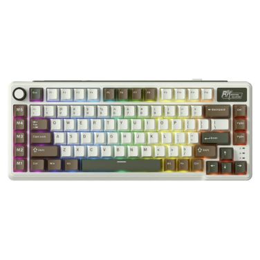 ROYAL KLUDGE RK L75 75% TRI-MODE WIRELESS KEYBOARD CREAM SWITCH - PALM GREEN [ENGLISH-ARABIC]