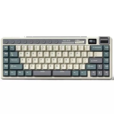 ROYAL KLUDGE RK M70 TRI-MODE WIRELESS KEYBOARD CREAM SWITCH – CYAN PURPLE [ENGLISH-ARABIC]