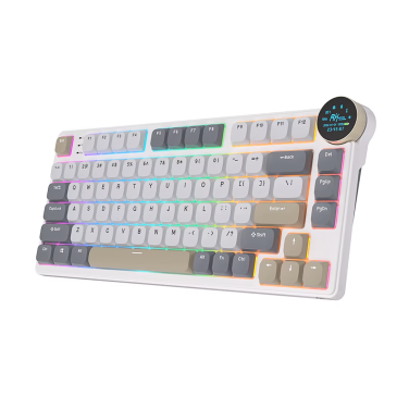 ROYAL KLUDGE RK N80 80% RED SWITCH [ ENGLISH-ARABIC ] PEARLY DAWN WIRELESS KEYBOARD