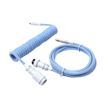 KEYBOARD COILED CABLE [ WHITE BLUE - WHITE  ]